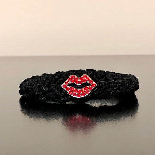 Black scrunchie with lips