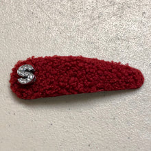 Load image into Gallery viewer, 3” Burgundy fluff initialed snap clip