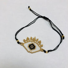 Load image into Gallery viewer, Mini evil eye seed bead in black